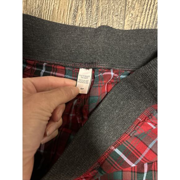 VICTORIAS SECRET Bling Logo Crewneck Sweatshirt Joggers Lounge Set Small Plaid - Picture 9 of 9
